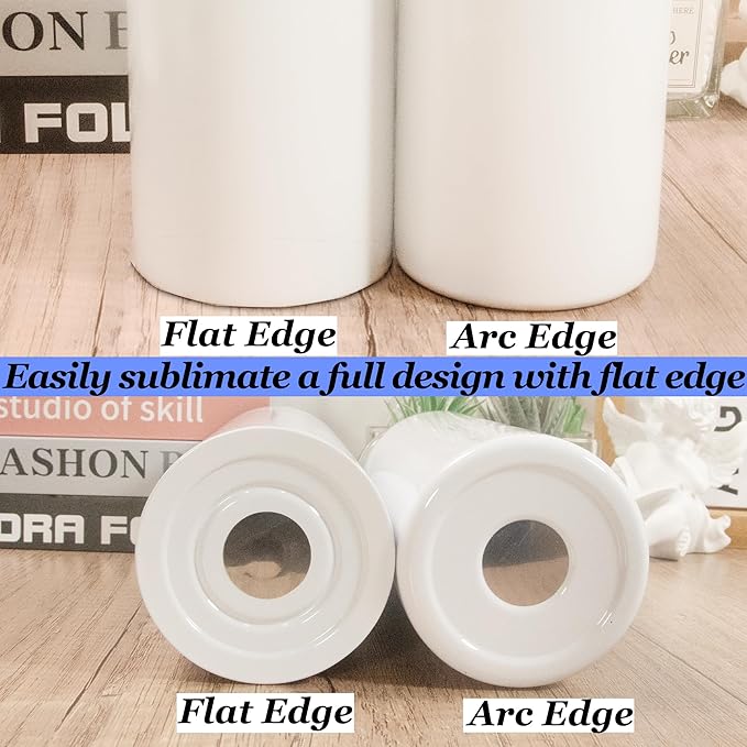 AGH 10pcs 20oz Sublimation Tumblers Bulk With Flat Edge, 20 oz Sublimation Tumbler Blank, Skinny Straight Stainless Steel Blanks Cups with Individual Box, Plastic Straw for Coffee, Drinks, DIY, Crafte