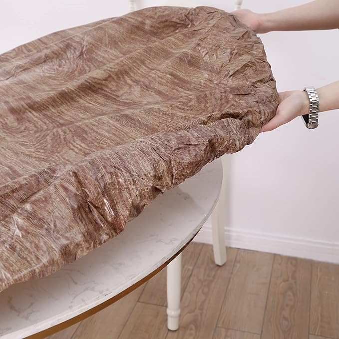 Walrus Round Vinyl Fitted Tablecloth with Flannel Backing Elastic Edge Design Table Cover Waterproof Oil-Proof PVC Table Cloth Stain-Resistant Best for 32"-36" Round