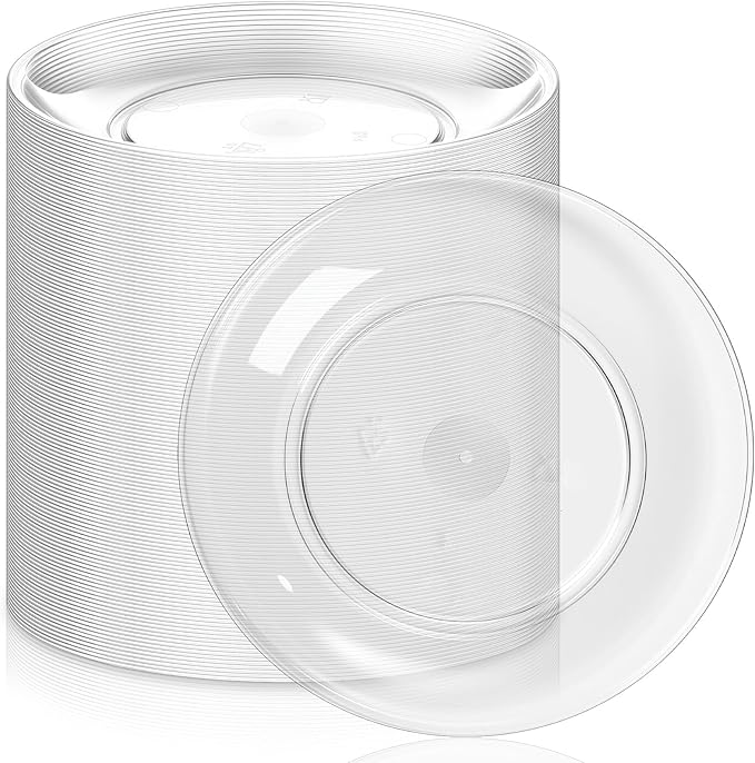 Zopeal 150 Pcs 5 Inch Plastic Dessert Plates Bulk Disposable Small Clear Appetizer Round Wedding Cake Plates Heavy Duty for Dinner Party BBQ Picnic Travel Event Birthday Supply