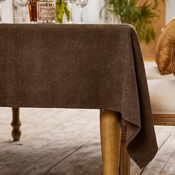 BALCONY & FALCON Rectangle Tablecloth Washable Wrinkle Resistant and Water Proof Table Cloth Decorative Linen Fabric Tablecloths for Dining Parties Kitchen Wedding and Outdoor Use (Brown, 55x70)