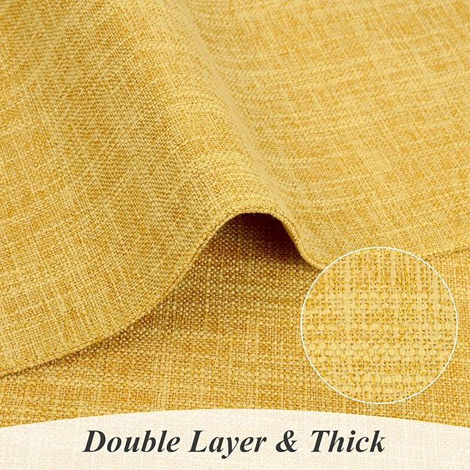 SHACOS Washable Cloth Placemats Set of 6 Fabric Place Mats Non Slip Double Layered Thick Faux Linen Placemat Reversible Table Mats Home Wedding Table Decor, Yellow
