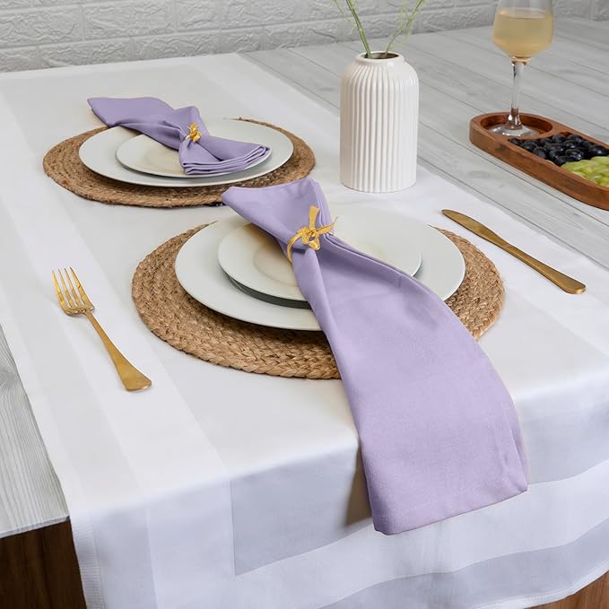 Blue Needles Solid Cloth Napkins Set of 6 Lavender 100% Cotton Dinner Napkins 18x18 inches - Soft, Reusable, Absorbent & Washable Linen, Ideal for Christmas Events, Parties & Everyday Use