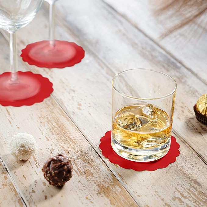 Disposable Red Paper Coasters for Drinks, 3.5 Inch Round Coasters for Bar, Cocktail, Beverage, Wine Or Event, 500 Pack Bulk