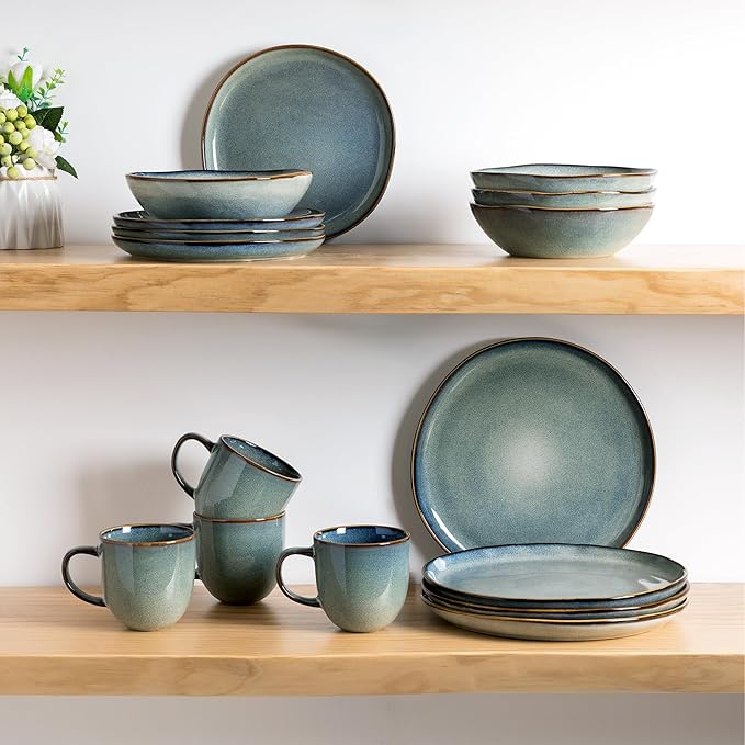 AmorArc Ceramic Plates Set of 6, 8.5 Inch Handmade Reactive Glaze Stoneware Plates set for Dessert, Salad, Appetizer, Small Dinner dishes, Microwave & Dishwasher Safe, Scratch Resistant