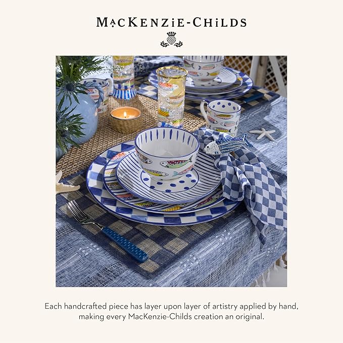 MACKENZIE-CHILDS Set of 4 Sinamay Placemats, Durable Woven Table Mats, Navy