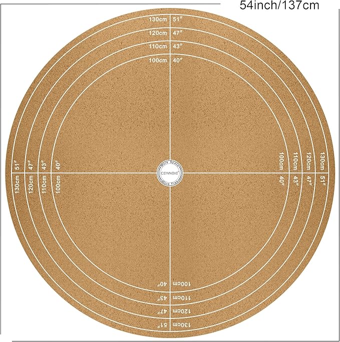 CENNBIE 54/51/47/43/40 Inches Round Table Mat - Cork Leather Placemats - Suitable as Side Dining Coffee Table Cover - Can Be Cut to Fit (Black)