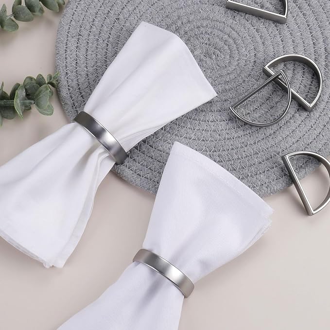 Stainless Steel Napkin Rings Set of 12, Mid-Century Napkin Ring Holder Glossy Serviette Buckles for Wedding, Dinner,Party,Christmas,Table Settings