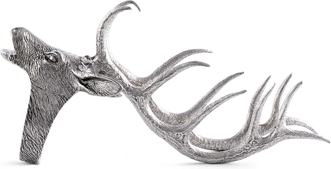 Vagabond House Handcrafted Elk Head Napkin Ring - Pewter Napkin Rings for Antler Dinnerware, Deer Napkin Rings - Ideal for Cabin Lodge Mountain Settings (Sold as Single Ring)