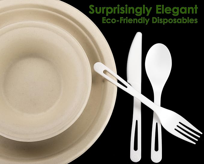Durable Biodegradable Leak-Proof Disposable Bowls 50 Pk. Sturdy Plant-Based Gluten-Free Compostable Wheatstraw Fiber Container, Eco-Friendly Microwavable and Safe for Hot Cold or Pet Foods.
