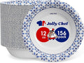 JOLLY CHEF 156 Count Paper Bowls 12 oz Soak Proof, Heavy Duty Printed Disposable Small Bowls Bulk for Dinner or Thanksgiving