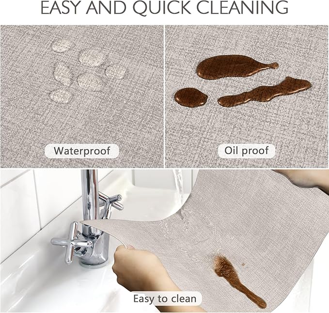 Faux Leather Placemats Set of 8 Washable PU Table mats for Kitchen Table - Heat Resistant, Waterproof, Easy Clean, Anti Slip 11.8" x 17" (Beige-8 Pack)