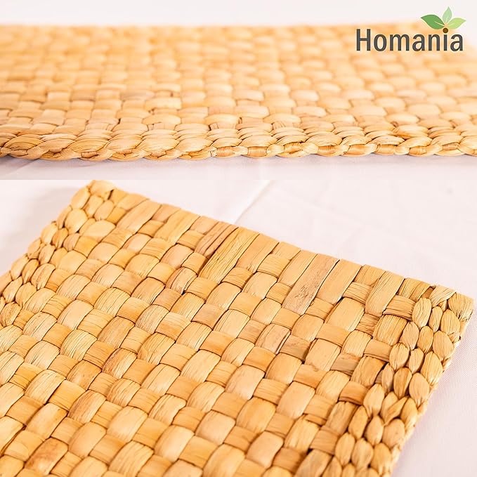 Table Mats Set of 6, Dining Decor, Heat Resistant Farmhouse Placemats Set of 6, Boho Placemats, Place Mats for Dining Tables, Wicker Woven Placemats, (Rectangle 17x12 in)