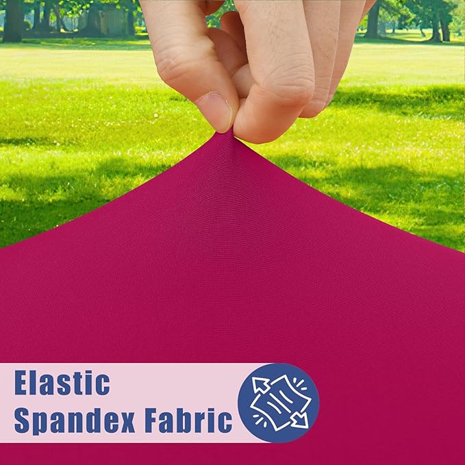 Round Spandex Tablecloth 2 Pack, Elastic Fitted Waterproof Tablecloths for 45"-56" Tables, Stretch Washable Picnic Table Cover for Camping, Dining, Indoor and Outdoor, Fuchsia