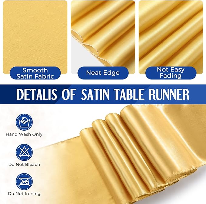 Breling 8 Pack Navy Blue and Gold Disposable Plastic Tablecloths and Satin Table Runner Set, 54 x 108 Inch Tablecloth, 12 x 108 Inch Table Runners for Wedding Graduation Birthday Baby Shower New Year