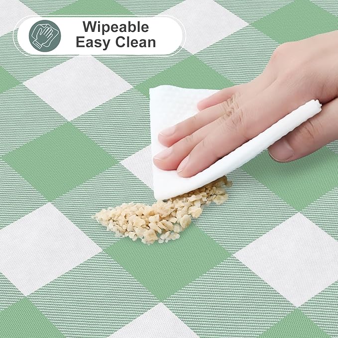 misaya Rectangle Waterproof Vinyl Table Cloth, Buffalo Flannel Backed Tablecloth, Wipeable Plastic Table Cover for Dinner, Kitchen, Outdoor (54" x 78", Sage Green and White)