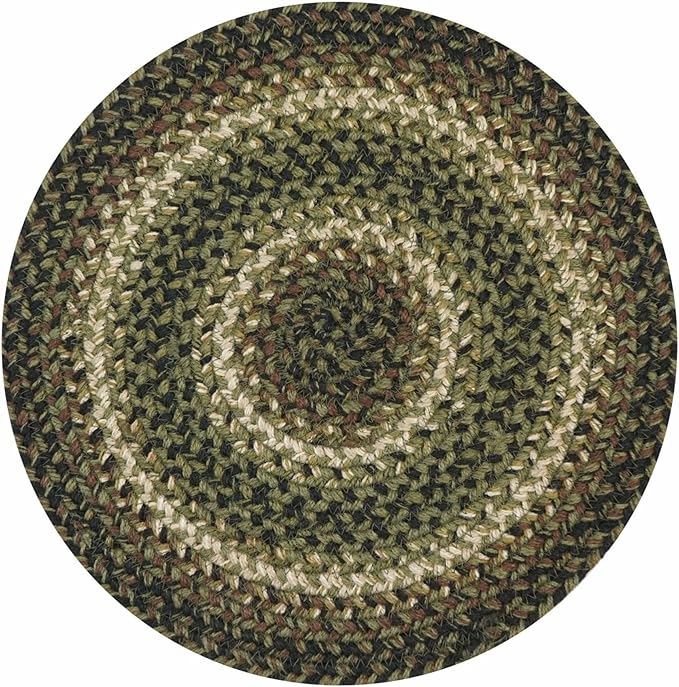 Homespice Pinecone Round Braided Placemats, Warm Country Rustic Decor, Set of 2, 15", Green Jute Table Mats - Vibrant Colors, Durable, Easy to Clean and Protects Furniture