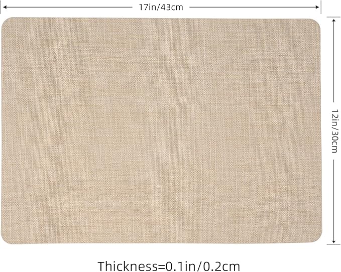 Heat Resistant Placemats Set of 6, 17x12in Waterproof Wipeable Faux Leather Non Slip Table Mats, Easy to Clean, Stain Resistant, for Kitchen Dining Room– Taupe