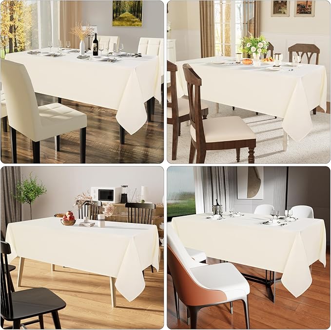 Smiry Rectangle Table Cloth, Waterproof Anti-Scratch Polyester Tablecloth, Decorative Washable Fabric Table Cover for Dining, Buffet, Parties and Outdoor, 52x70, Beige