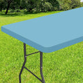 Smiry Rectangle Tablecloth, Elastic Fitted Flannel Backed Vinyl Tablecloths for 4ft Folding Tables, Waterproof Wipeable Table Covers for Indoor, Outdoor, Picnic and Camping (Aqua,24"x48")