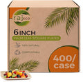 Raj Palm Leaf Plates Bulk Plates like Bamboo plates Disposable, Decorative Compostable Tableware for wedding, Lunch, Dinner, Birthday, Camping,Picnic (6" 50 Pack(8 Cases I 400 Pack))