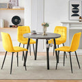 Modern 4-Person Round Dining Table Set, Space-Saving for Kitchen, Living Room, Apartment, Includes Dining Table & 4 Yellow Chairs,Small Dining Room Set for 4