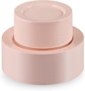 Munfix 100 Pink Plastic Plates Set, 50 Pcs 10 Inch Plastic Dinner Plates and 50 Pcs 7 Inch Plastic Dessert Plates, Elegant Fancy Heavy Duty Disposable Plates for Party, Wedding, Pink