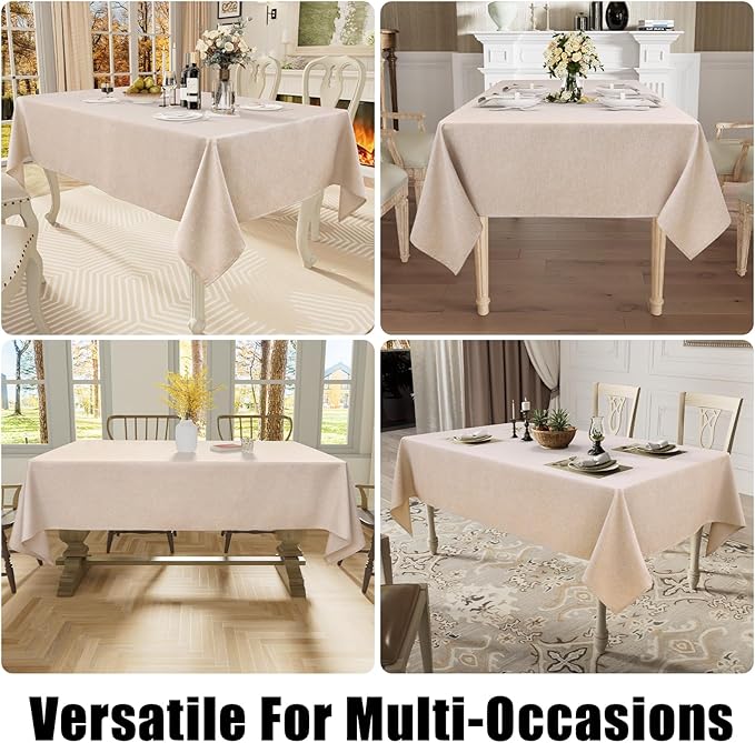 Smiry Square Table Cloth Linen Textured, Waterproof Spillproof Anti-Wrinkle Burlap Tablecloth, Washable Decorative Fabric Table Cover for Dining, Party, Banquet, 54 x 54 Inch, Linen