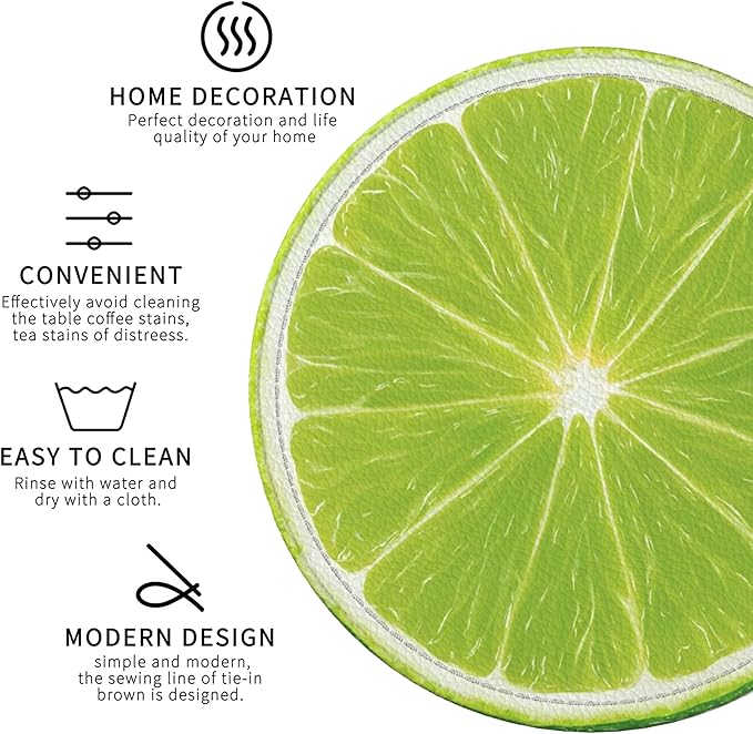 Fruit Coasters Leather Round Drink Coasters 6 Pcs Set with Holderor for Cup Drink Coffee Table Bar Home Decor