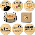 6 PCS The Office Cork Coasters for Drinks,The Office TV Show Merchandise,Funny Set with Coaster Holder,Dunder Mifflin Kitchen Decor,Michael Scott TV Themed Coasters Gifts for Fans