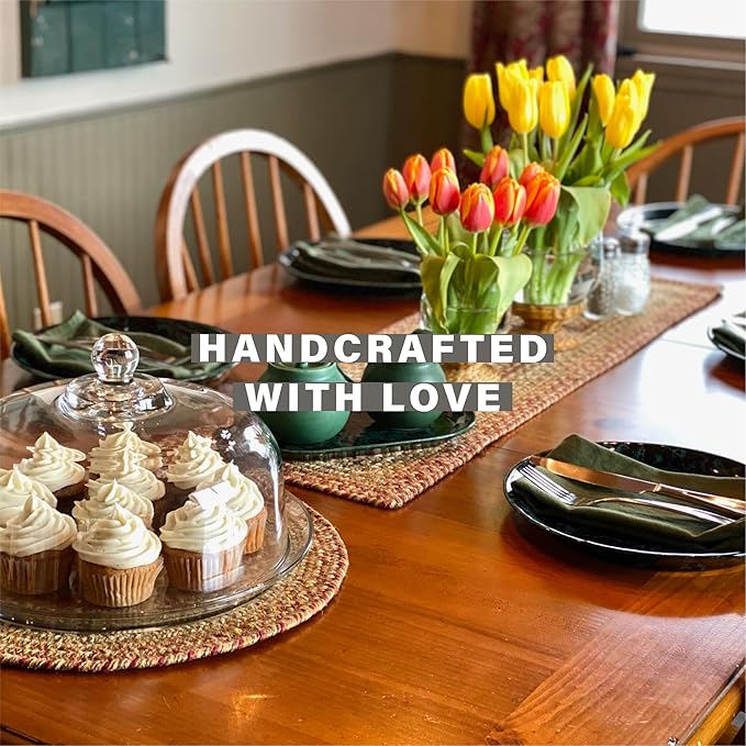 Homespice Harvest Braided Oval Table Runner, Warm Country Decor, Multicolor 11x36 - Jute Dining Table Accessories - Rich Colors, Easy to Clean, Durable and Protects Furniture