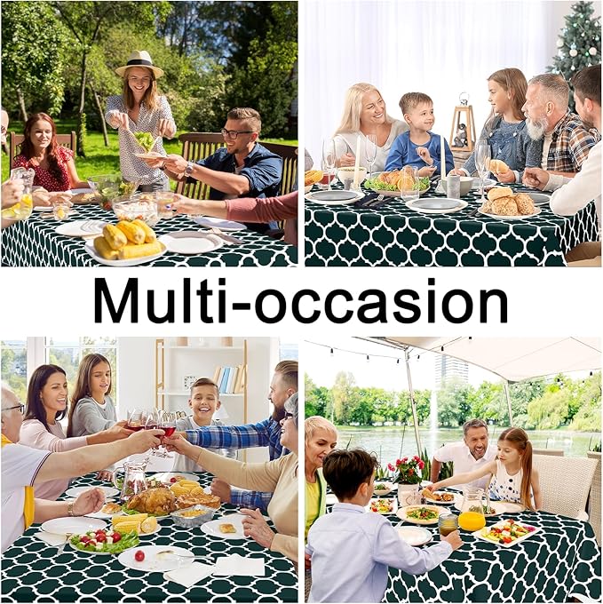 Smiry Square Table Cloth, Waterproof Vinyl Tablecloth with Flannel Backing for Square Tables, Wipeable Spillproof Plastic Tablecloths for Dining, Camping, Indoor and Outdoor (54"x54", Hunter Green)