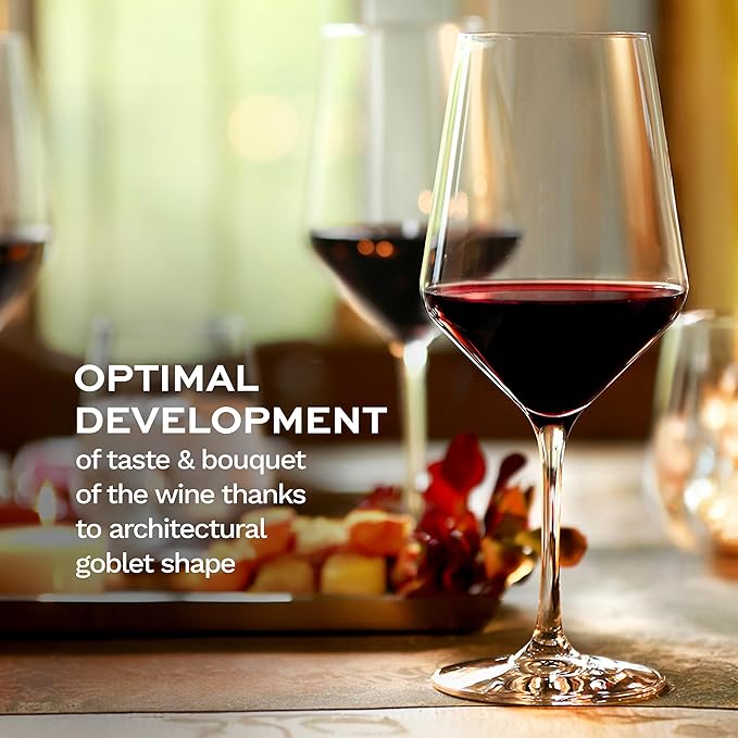 Stölzle Lausitz Bordeaux Glasses Revolution Set of 6, 22 oz – Wine Glasses for Bordeaux, Amarone & Syrah – Elegant Crystal Glass Red Wine Glasses – Dishwasher- and Shock-Resistant