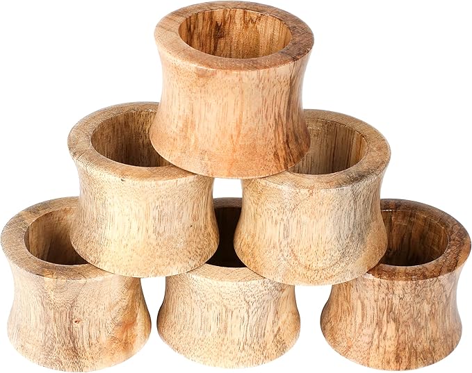 ALPHA Living HOME Rustic Wooden Napkin Rings Set of 12 - Handmade Natural Wood Napkin Holders for Table Decor, Farmhouse Dining, Weddings, Holidays, Parties, Everyday Use, Elegant (Brown