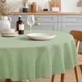 JIUZHEN Round Table Cloth Faux Linen Farmhouse Tablecloth Wrinkle and Stain Resistant Decorative Fabric Table Cover for Kitchen, Dining Room, Parties and Camping, Sage Green, 90 Inch Round