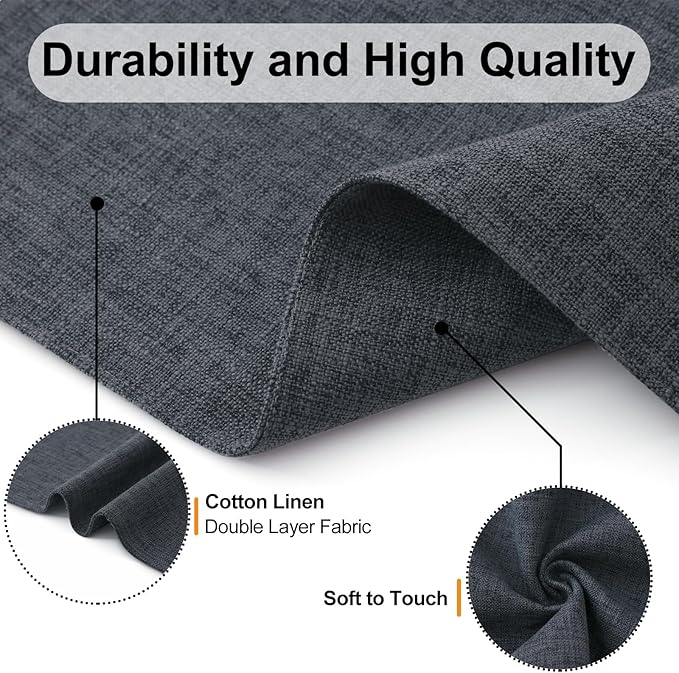 Homaxy Cloths Placemats for Dining Table Set of 6, Heat Resistant Washable Cotton Linen Blend Table Mats, Easy to Clean Place Mats for Indoor Outdoor Party Kitchen Decoration, 13" x 19", Charcoal Gray