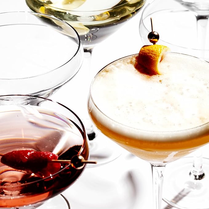 LEMONSODA Hand Blown/Nick And Nora Classic Martini Glasses Manhattan, Cosmopolitan, Espresso Martini, Lemon Drop, Dirty Martini - Inspired by 1930's - 50's Cocktail Culture - 6oz/10oz (Set of 2, 10oz)