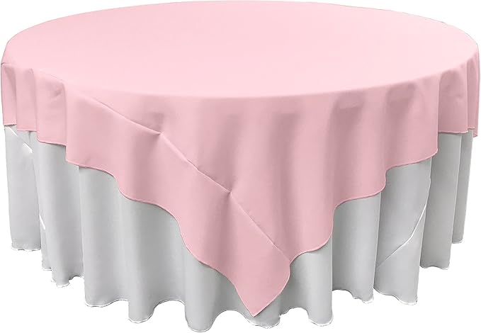 LA Linen Polyester Poplin Washable Square Tablecloth, Stain and Wrinkle Resistant Table Cover 72x72, Fabric Table Cloth for Dinning, Kitchen, Party, Holiday 72 by 72-Inch, Pink Light