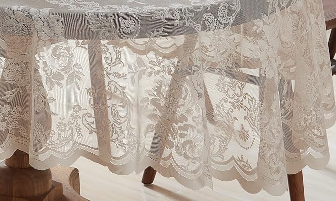 Warm Home Designs 36 Inch Round Table Cover with English Rose Design. Use as Round Small Tablecloth, Lace Table Cloth.. Small Gold Tablecloth for 2-4 Guests. LTC Linen 36"
