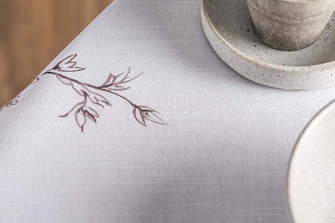 Maison d' Hermine Table Cloth Round Table 100% Cotton 69 Round Inches Tablecloth Reusable Decorative for Dining Room Farmhouse Home Valentines Day Decorations Spring Summer - Meadow Florals - Brown