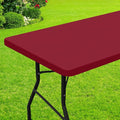 Smiry Rectangle Picnic Table Cloth, Waterproof Elastic Fitted Tablecloths for 4 Foot Tables, Washable Polyester Table Cover for Camping, Indoor and Outdoor (Wine Red, 30"x48")