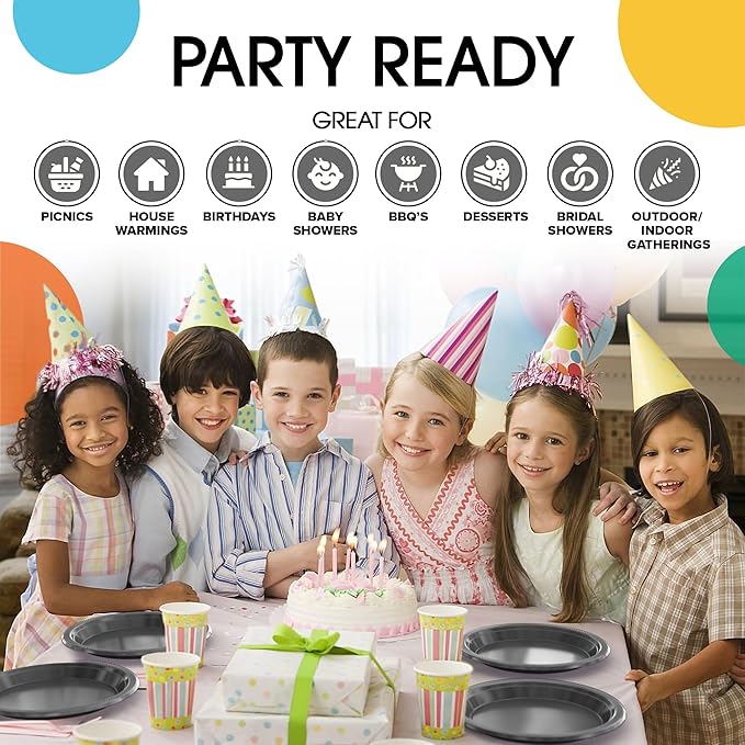 Silver Plastic Plates For Party 7" Silver Disposable Plates Heavy Duty 100 Pcs Plastic Dinnerware Sets Heavy Duty 350 GSM Disposable Dinnerware Set