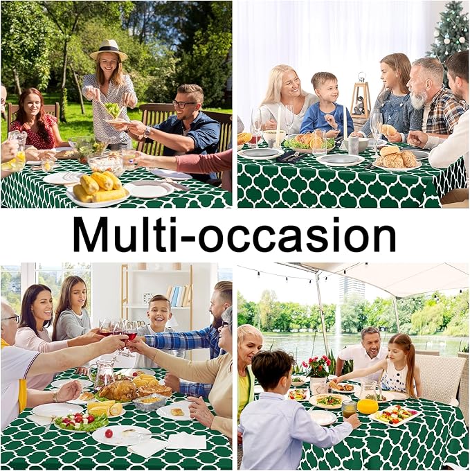 Smiry Rectangle Tablecloth, Waterproof Vinyl Tablecloths with Flannel Backing for Rectangle Tables, Wipeable Spillproof Plastic Tablecloth for Dining, Indoor and Outdoor (60"x84", Emerald Green)
