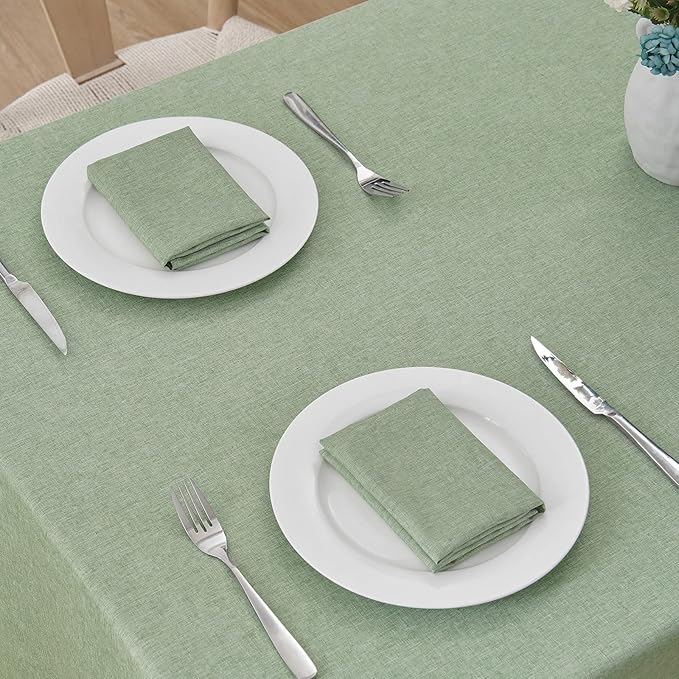 Rectangle Tablecloth Linen Textured Waterproof & Stain Resistant Table Cloth Wrinkle Free Decorative Fabric Farmhouse Table Cover for Dining/Party/Buffet/Wedding, 60 x 144 Inch, Sage Green
