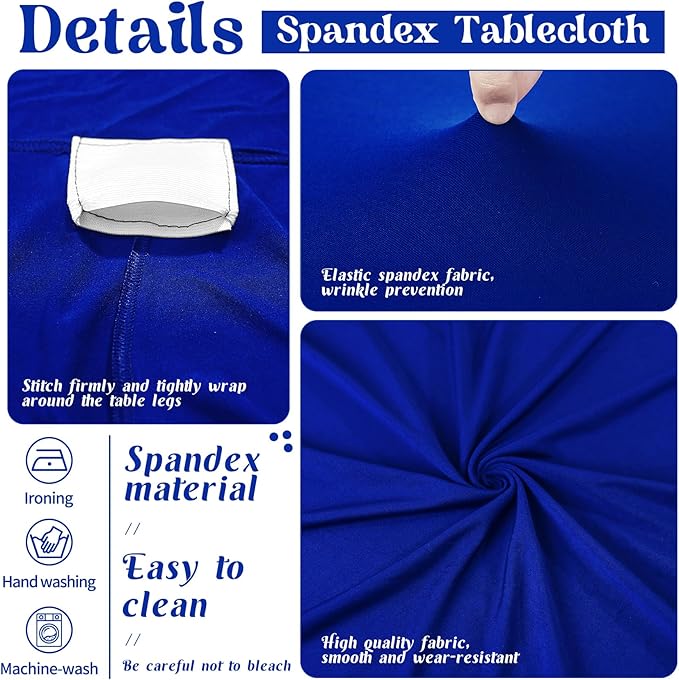 HAISIWLKJ 6 Pack Table Cloth 8ft Royal Blue Tablecloths for Rectangle Folding Table Spandex Fitted Stretch Cover Wrinkle Resistant Washable Protector for Party, Wedding, Banquet, Festival.