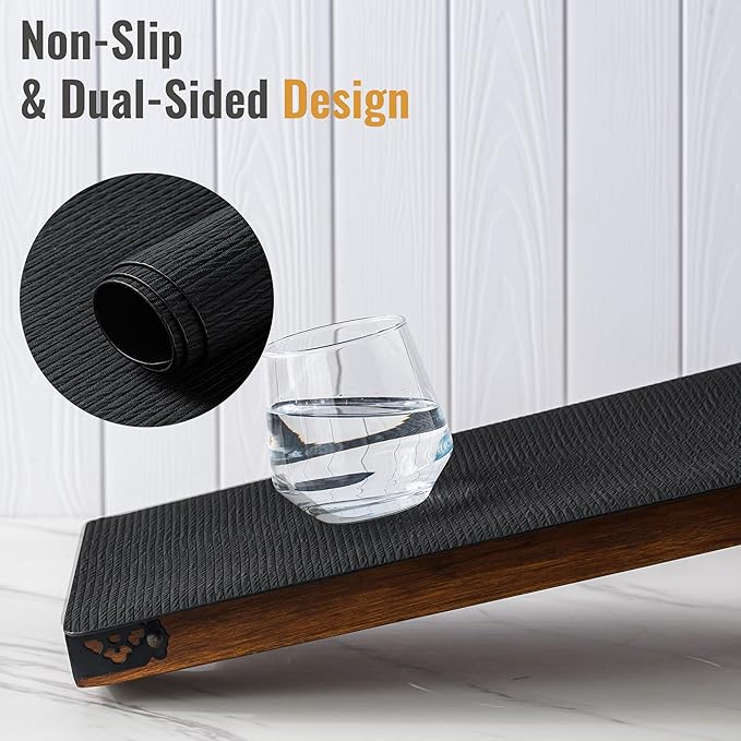 Jovono Faux Leather Placemats Set of 4, Waterproof Washable Table Mats, Easy-Clean Heat Resistant Kitchen Vinyl Place Mat for Dining Table, Restaurant, Indoor, 17.8"x11.8", Black