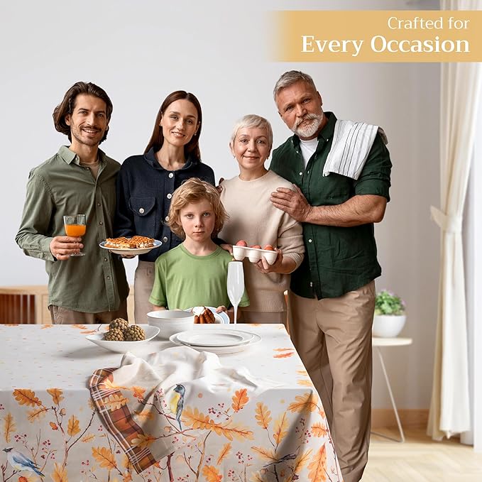 Maison d' Hermine Table Cloth Square Table 100% Cotton 60 x 60 Inches Fall Tablecloth Reusable Everyday Use for Thanksgiving Christmas Decorations Dining Farmhouse Party (Oak Leaves)