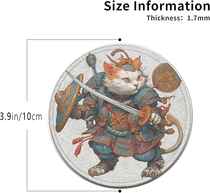 Japanese Cat Coasters Leather Round Drink Coasters 6 Pcs Set with Holderor for Cup Drink Coffee Table Bar Home Decor