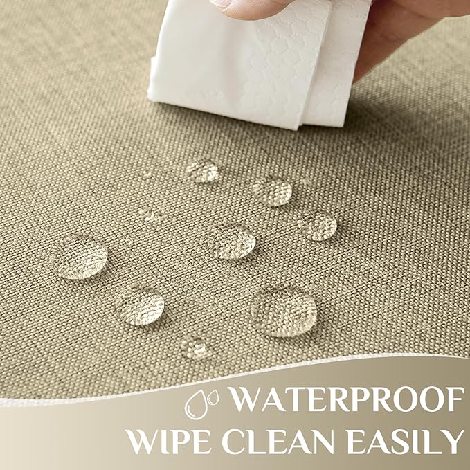 Softalker Lang Rectangular Table cloths 60 x 144 inch Khaki Faux Linen Tablecloth Outdoor Waterproof Stain and Wrinkle Resistant Table Cover for 6/8/10 foot Rectangle Large Tables for Party Graduation