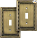 Henne Bery Sunken Pearls Heavy Duty Decorative Wall Plate Switch Plate Outlet Cover (Single Toggle, 2 Pack, Antique Brass)