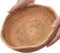 8.7" Wave Small Wicker Basket, Artisanal Key Bowl for Entryway Table, Decorative Bowl for Kitchen Counter, Bedside, Living Room, Natural Woven Fruit Bowl, Purse Bowl, Rattan Bread Basket